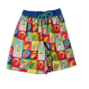 The Rolling Stones Swim Trunks Mens S Multi Color Excellent Pop Art Tongue Logo